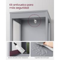 Armario de Baño, Armario Alto, Almario de Almacenamiento Independiente, Armario Estrecho, 2 Cajones y 3 Estantes Abiertos, 30 x 30 x 141,5 cm, para Baño, Salón, Cocina, Blanco BBC66WT - details 13