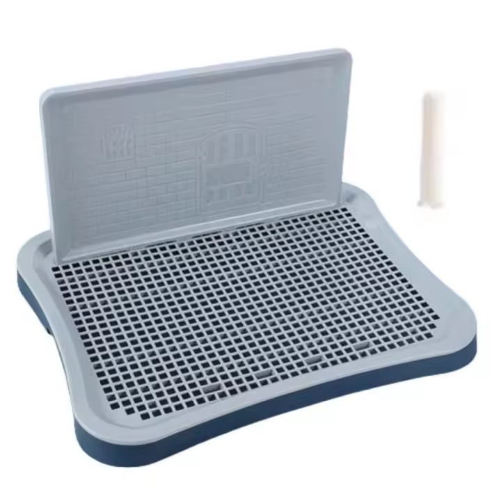 Orinal portátil reutilizable para perros con bandeja con columna de pared, inodoro para perros, red extraíble a prueba de salpicaduras, almohadillas de adiestramiento de cachorros para interiores - 1