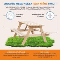Juego de Mesa de Madera para Niños 90x90xA50 cm Ideal para Exterior o Interior - details 22