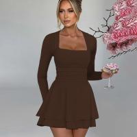 Vestido corto de manga larga con volantes para mujer, elegante y elegante, cuello cuadrado, ropa de fiesta, nuevo, oferta - details 18