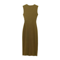 Vestido midi de sarga sin mangas con temperamento de moda para Mujer - details 4