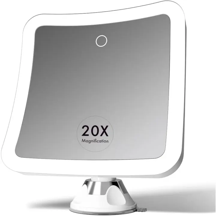 Fancii Maquillaje de aumento 20x con luces LED, recargable, zoom alto |   Espejo de viaje iluminado grande de 7 pulgadas para tocador y - 1
