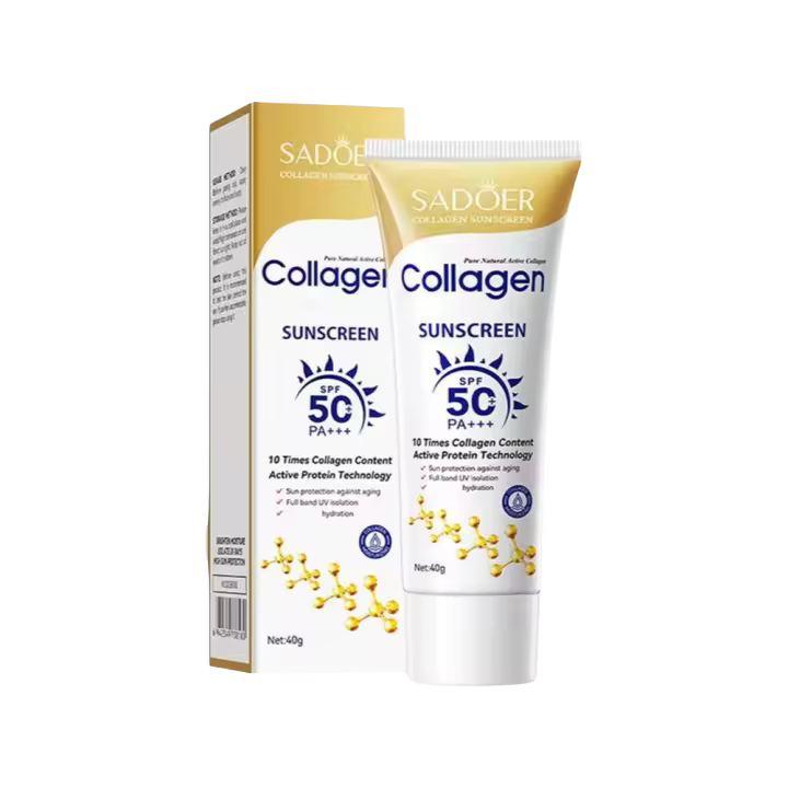 Protector solar de colágeno, crema refrescante, hidratante, de larga duración para la piel, protector solar para rostro y cuerpo SPF 50+. - 1