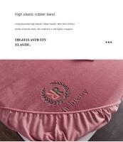 Cubierta de Cama de Terciopelo Engrosado Juego de Sábanas Elásticas de Color Sólido para Cama de Rey y Amarilla - details 7