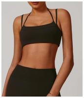 Sujetador de Yoga suave con espalda de belleza para mujer, entrenamiento de gimnasio, deportes de secado rápido, Top elástico con doble hombro y cuello, ropa interior para correr y Fitness al aire libre - details 10