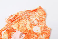 Viento 2025 Primavera/novedad de verano moda mujer Sexy hombro inclinado ahueca hacia fuera el Color contrastante impreso hacia afuera mochila vestido a la cadera - details 8
