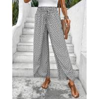 Pantalones de pierna ancha para mujer en verano Chic Moda elegante con cintura elástica y diseño floral - details 7