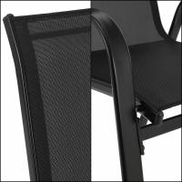 Juego de 4 sillas de exterior apilables para patio, silla de comedor de textileno, estructura de metal apilable, peso de carga 150 kg, negro, marrón, gris - details 0
