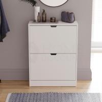 Diseños Zapatero con 2 cajones, Ahorro de Espacio, con 2 cajones abatibles, Mueble para Pasillo y Sala de Estar, 100% Certificado FSC (Blanco) - details 0
