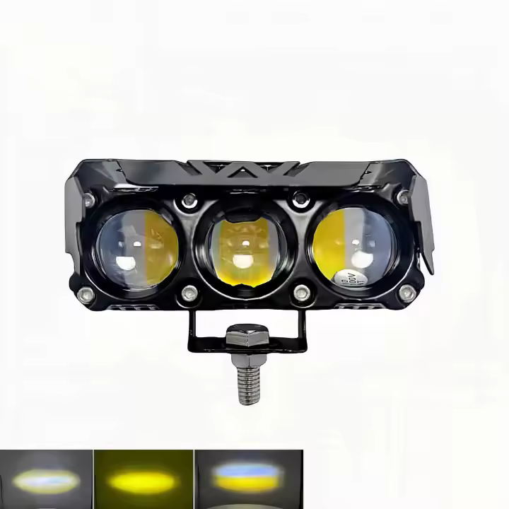 Focos LED para motocicleta y coche, faros bicolores amarillos y blancos de 12w - 1