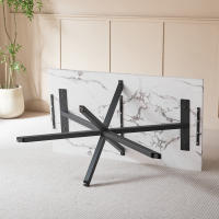 Mesa de comedor rectangular EGOONM, revestimiento superior de mármol de imitación, mesa de isla para comedor, restaurante, 4 ~ 6 asientos, 140x80cm - details 2