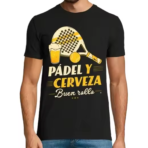 Pádel y Cerveza. Buen Rollo,Camiseta de Pádel Divertido, ropa para exteriores - 1