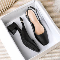 Bolsas de Cuero Suaves de Gran Tamaño Sandalias de Cabeza Cuadrada con Tacones Gruesos para el Trabajo en Verano 2024 - details 1