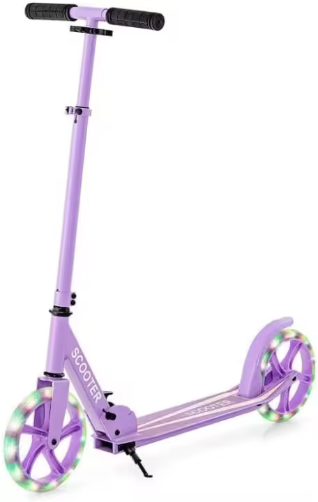 Scooter Plegable Altura Ajustable Carga de Capacidad 100kg Patinete con 2 Ruedas Luminosas para Niños Mayores de 10 Años - 1