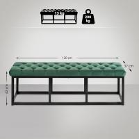 Banqueta En Estilo Velvet con Base Metálica Cuadrada I Banco Decorativo, Color:Verde Claro, Tamaño:150 cm - details 40