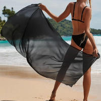 Falda larga y corta para mujer, traje de baño de Sarong, pareo de Bikini de verano, bufanda transparente - details 3