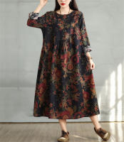 Vestido Floral de Algodón Vintage Moda Casual para Mujeres Primavera Otoño - details 4