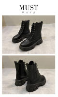 Nuevas botas cortas negras de moda geniales de moda botas de mujer de tacón grueso de suela gruesa - details 11