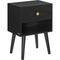 Juego de Mesa de Noche de Madera Mesa Auxiliar con Cajón y Espacio de Almacenamiento Abierto - details 4