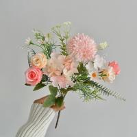 Ramo de rosas simuladas con bola bordada, ramo de mano de 44CM, bola de rosas artificiales, accesorios de fotografía para salón de bodas, decoración del hogar - details 10