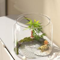 Tanque de peces redondo transparente duradero, tanque de visualización de plástico resistente a caídas, acuario pequeño de escritorio decorativo antirotos para el hogar - details 12