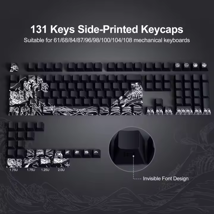 Ukiyo-e-e keycap PBT grabado lateral original tarántula adaptada a medida wooting Mai de vgn ciervo borracho atk68 (teclado no incluido) - 1