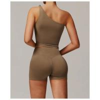 Top de Hombro Corto Deportivo de Moda para Mujeres Ropa Deportiva Elástica con Cuello Redondo - details 14