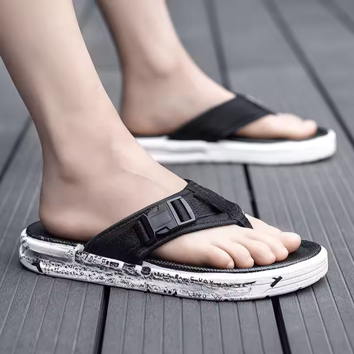 Nueva moda de arena pellizcar pies zapatillas geniales chanclas hombres - 1