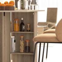 Mesa Plegable de Comedor Mesa de Cocina Plegable con Ruedas Alas Abatibles y Estantes para 4-6 Personas 75x140x74 cm Cemento Gris - details 24