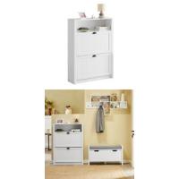 Zapatero Ultra Estrecho de 19 cm con 2 Solapas Organizador de Perfil Delgado para Zapatos de Entrada Blanco 50 x 19 x 91 cm FSR151-W ES - details 24