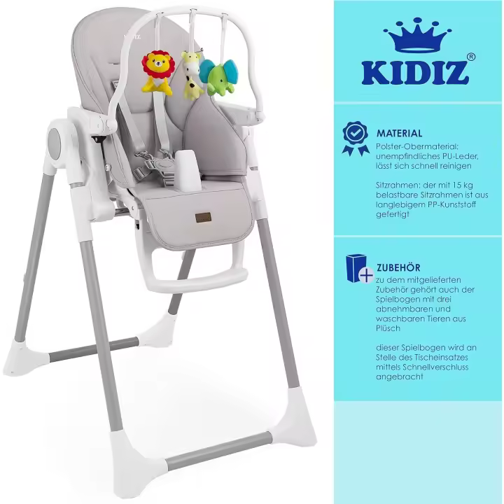 Silla Alta 3 en 1 Incluye Barra de Juegos Tumbona para Bebés Silla Alta Combinada para Bebés - 1