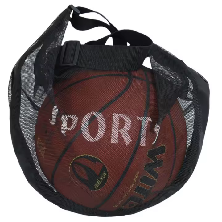 Bolsa de malla de baloncesto ajustable, tela de malla con cremallera, bolsillo cruzado, bolsa de pelota, estuche de almacenamiento de fútbol ligero de un solo hombro - 1