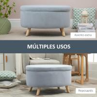 Taburete de Almacenamiento de Terciopelo Puff Tapizada con Tapa Extraíble Patas de Madera - details 13