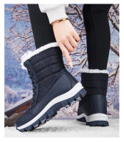 Botas de nieve antideslizantes para exteriores para mujer, zapatos grandes de algodón de esquí de tubo medio alto, gruesos y cálidos de terciopelo, para invierno - details 3