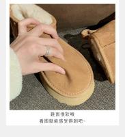 Zapatos de algodón de cuero con plataforma de tacón alto, botines cortos de terciopelo con tacón grueso, botines de tacón bajo. - details 7