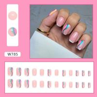 24Pcs/Box Uñas Postizas Francés Arco Iris Con Patrón De Corazón Blanco Uñas Postizas Largas Cuadradas Cubiertas De Plástico Para Manicura - details 15
