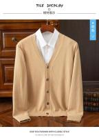 Cardigan de Punto para Hombres Vestido Suelto de Una Botónada con Cuello en V Color Sólido - details 9
