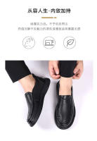 Zapatos casuales de cuero de los hombres de la cabeza redonda de primavera diario de cuero zapatos de los hombres de un pedal antideslizante mocasines de primera capa de cuero de vaca papá zapatos - details 3