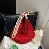 Bolso de mano de ganchillo de gran capacidad para mujer, bolsa tejida hueca ligera de estilo étnico, con correa bordada, tejido de algodón - details 25