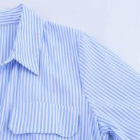 Vestido camisero casual a rayas con cuello de solapa y manga larga para mujer, verano 2025 - details 11