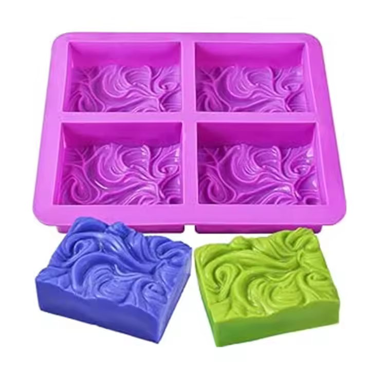 Moldes de silicona para jabón, 4 cavidades, DIY, hecho a mano, patrón de ondas vívidas - 1