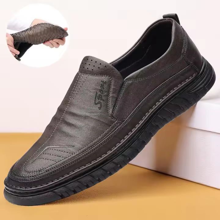 Nuevos Zapatos De Cuero Transpirables Para Hombres, Zapatos Casuales De Suela Blanda De Conducción Para Hombres - 1