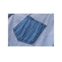 Camisa De Larga Manga Para Mujer En Vaquera Suelta Con Cuello En V Azul Oscuro Estilo Coreano Para Otoño Blusa De Algodón - details 5
