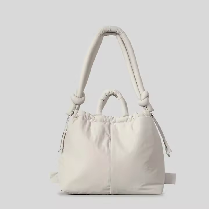 Hombro acolchado para mujer, mochila informal de nailon suave, bolso con cordón simple de gran capacidad - 1