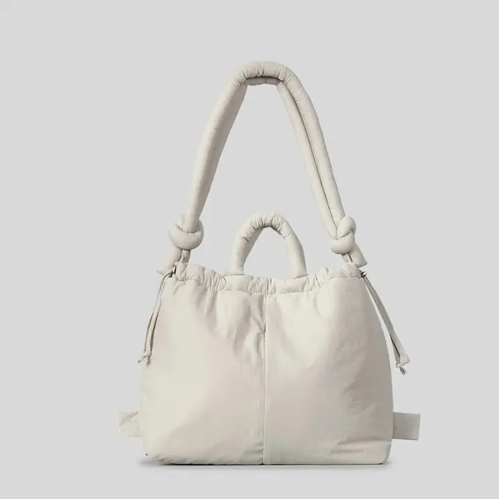 Hombro acolchado para mujer, mochila informal de nailon suave, bolso con cordón simple de gran capacidad - 1
