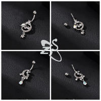 ZS-Piercing de acero inoxidable con forma de corazón para el ombligo, anillo de 14G con cristal de circonia cúbica rosa, Piercing corporal, joyería de 10MM, 1 pieza - details 5