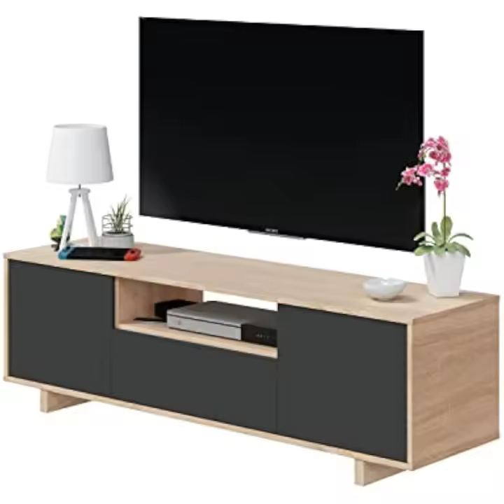 Módulo TV Zaira Diseño de Salón de Muebles Acabado en Roble Canadiense y Gris Antracita - 1