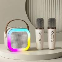 Micrófono Dual inalámbrico para Karaoke, Altavoz Bluetooth con luces de colores RGB, HIFI envolvente, Subwoofer para fiesta, regalo de Navidad para niños - details 2