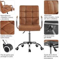 Silla de Oficina Giratoria con Ruedas Ajustable en Altura, Carga de 120Kg, Respaldar Marrón Claro - details 1