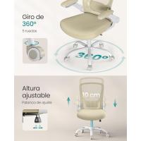 Silla de Oficina, Silla de Escritorio de Malla, Silla Giratoria Ergonómica, Soporte Lumbar, Oscilante, Asiento de 53 cm, Apoyabrazos Abatibles, Negro OBN037BKV2 - details 23